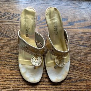 Jack Rogers Gold Kitten Heels.